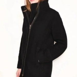 J. Crew Stadium Cloth Coat Italian Nello Gori Cocoon Wool Black Peacoat